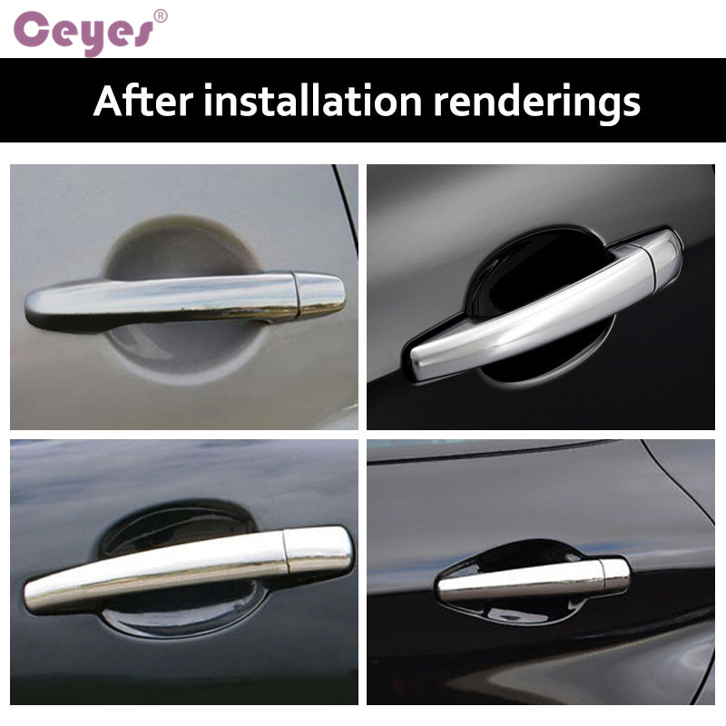 Ceyes Car Styling Trim Exterior Auto Chrome Door Handle Cover Fit For Peugeot 207 308 Citroen C4 C6 Accessories Car-Styling 8pcs - Image 3