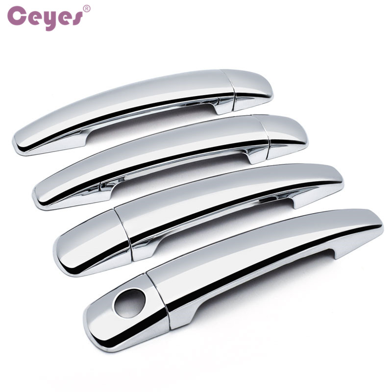 Ceyes Car Styling Trim Exterior Auto Chrome Door Handle Cover Fit For Peugeot 207 308 Citroen C4 C6 Accessories Car-Styling 8pcs