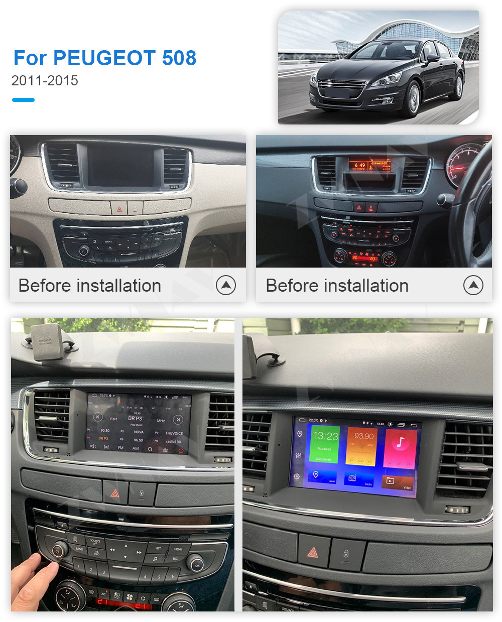 Android 11 6G + 128G Auto DVD GPS Multimedia Player Für PEUGEOT 508 2010-2017 Navigation Kopf einheit Auto radio stereo DSP Carplay - Image 2