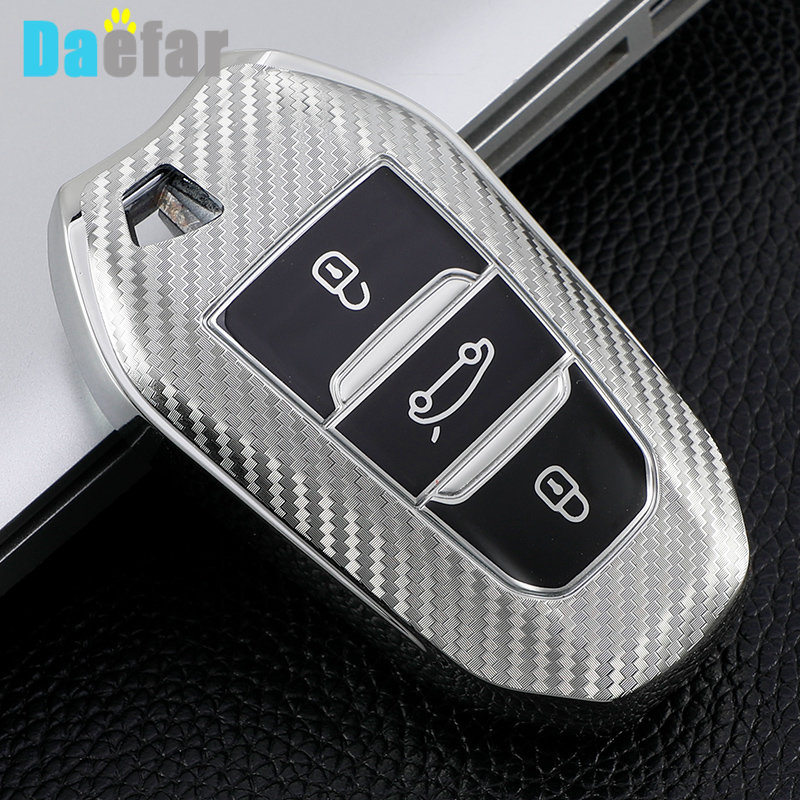 Carbon Fiber TPU Auto Smart Key Fall Abdeckung Für Peugeot 308 3008 508 5008 408 4008 208 301 407 Für citroen C4 C6 C3-XR Picasso DS